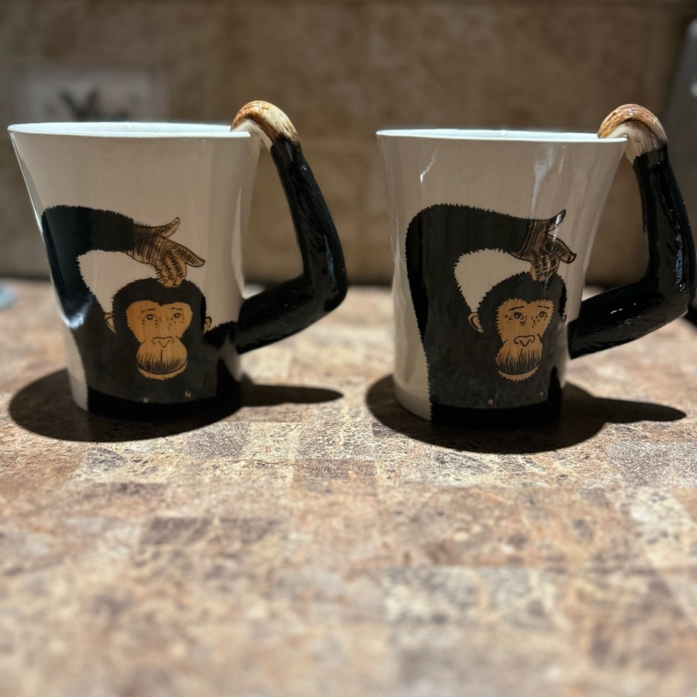 Pier 1 Imports Handpainted 5” Stoneware Mugs